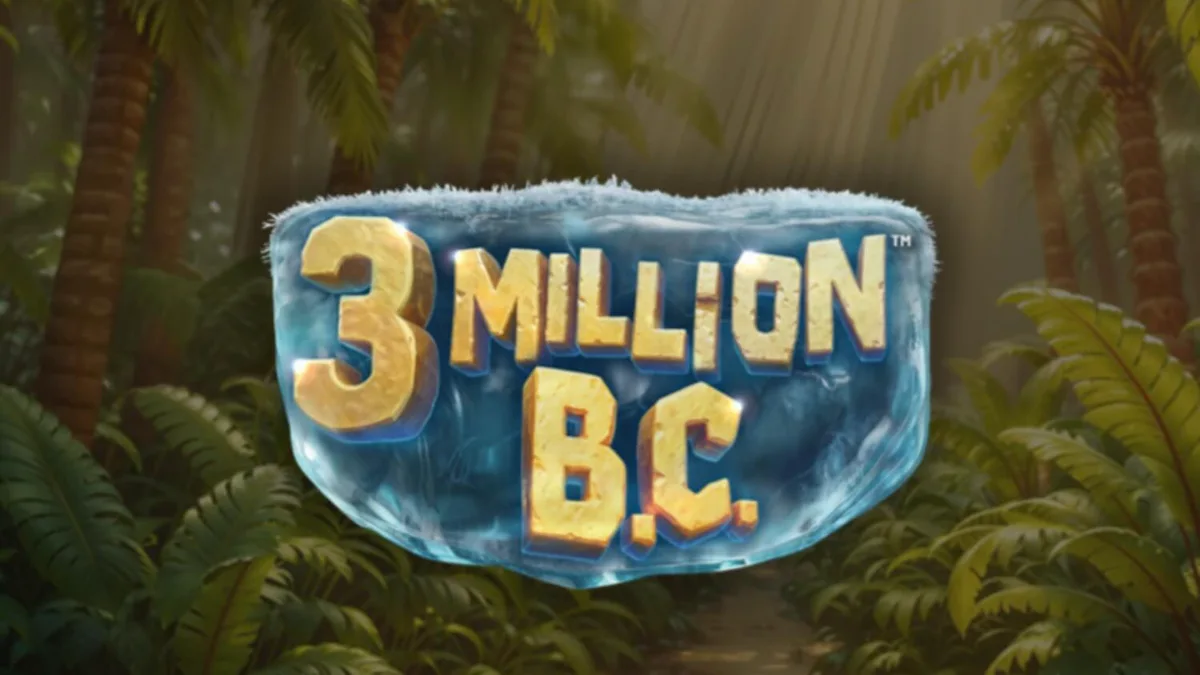 Interface do jogo de slot 3 Million B.C. com temática pré-histórica e roda de prêmios