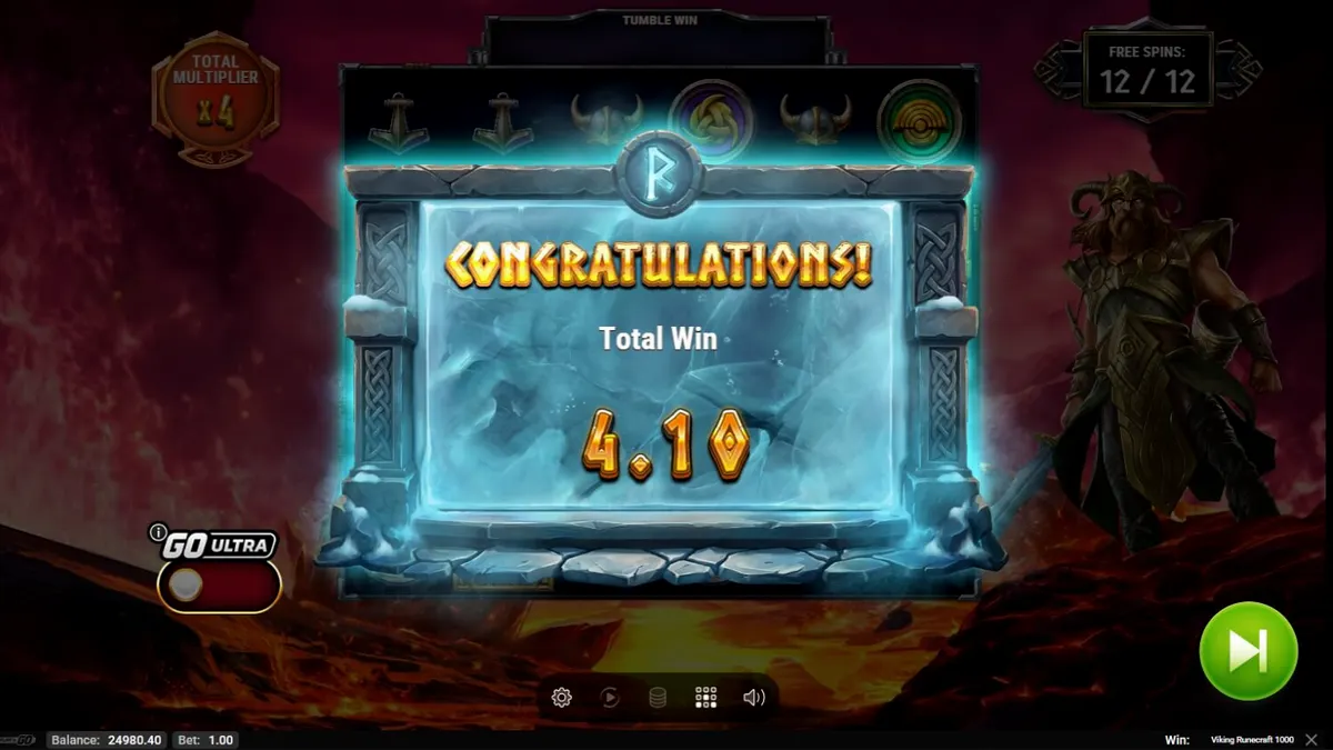 Tela de jogo do slot Viking Runecraft 1000 com deuses nórdicos