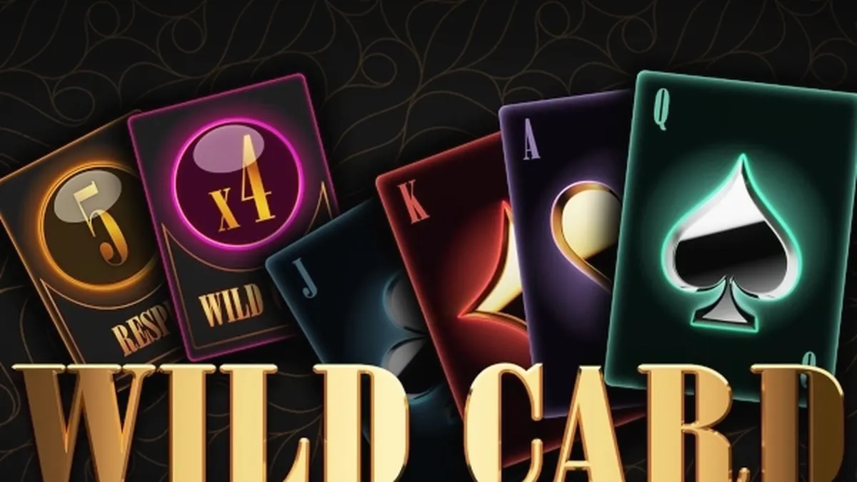 Interface do jogo de slot Wild Card com símbolos de cartas e design vibrante.