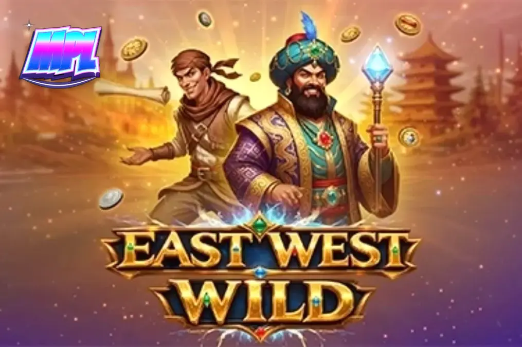 Interface colorida e festiva do slot East West Wild com elementos da Rota da Seda